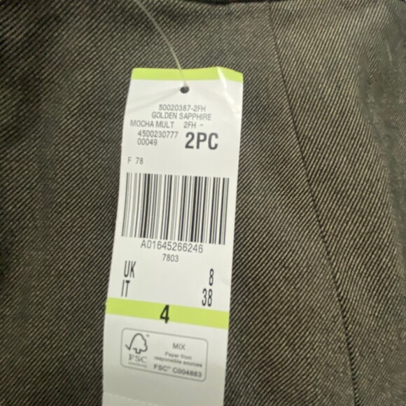 Anne Klein Women Dress Suit Mocha Brown Trumpet Skirt Zipper Size 4 - Picture 6 of 9